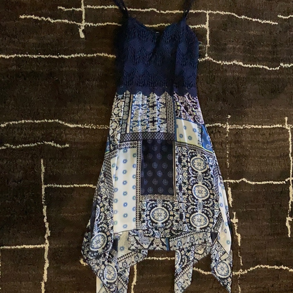 Long Spaghetti Strap Blue Dress